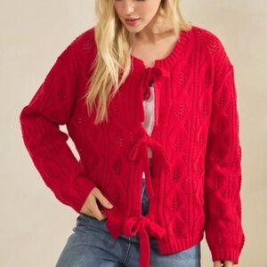 Sweetheart Bow-Knit Cardigan